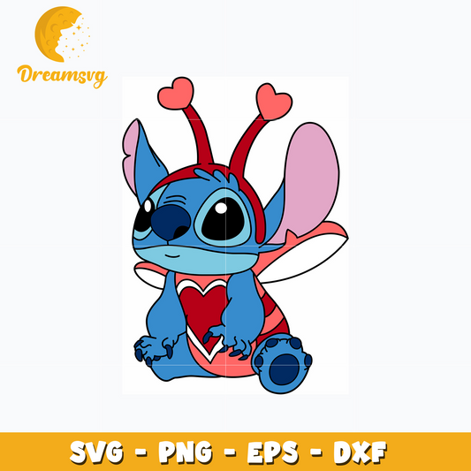 Stitch bug valentine day svg