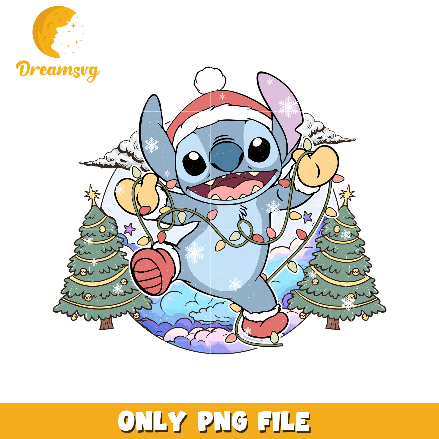 Stitch Christmas Lights PNG