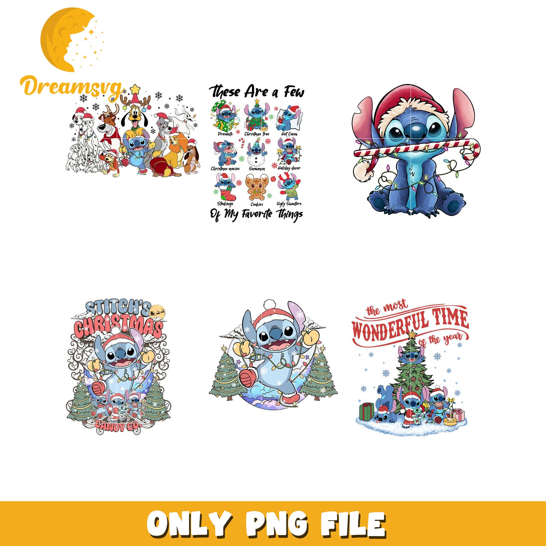 Stitch Christmas PNG Bundle