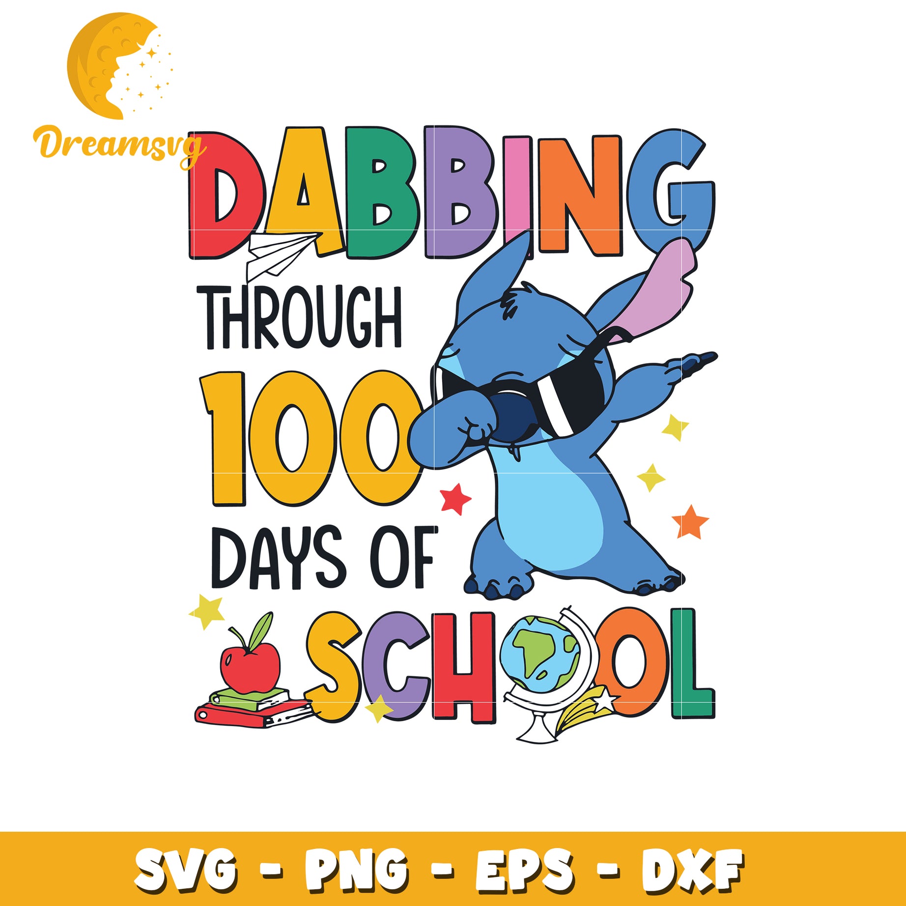 Stitch Dabbing 100 Days School SVG