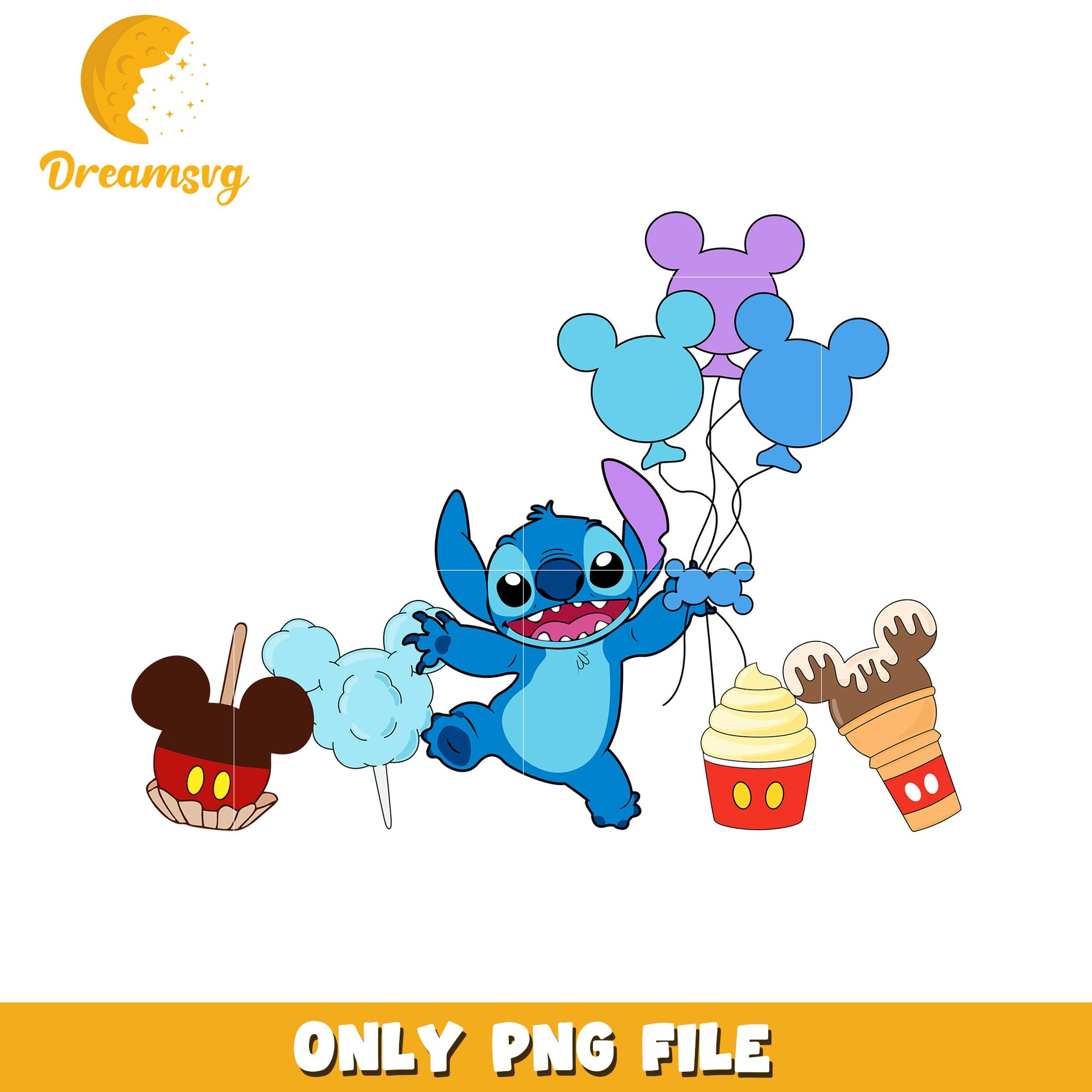Stitch Disney PNG, Balloons, Treats, Sweets