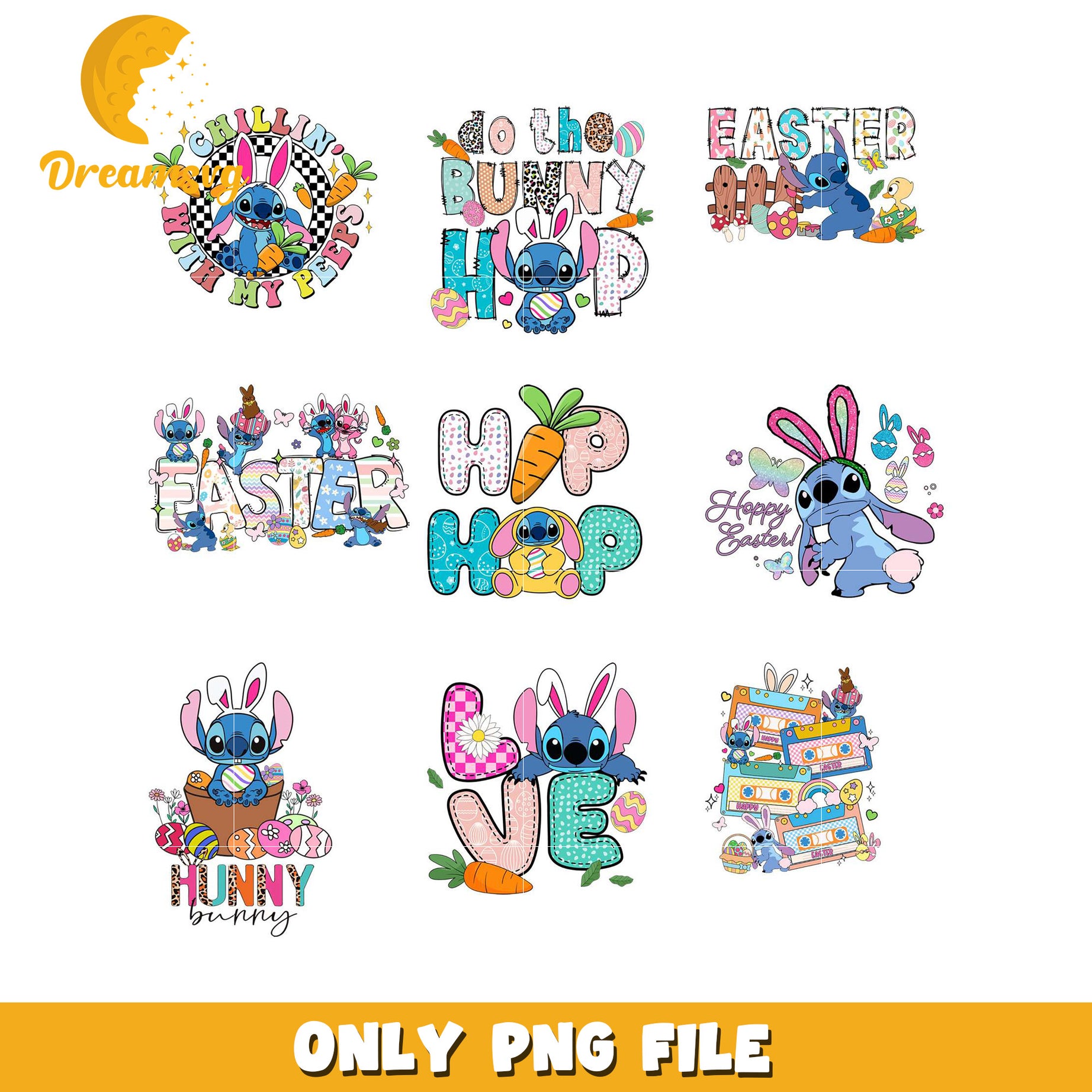 Stitch Easter Bundle PNG Designs