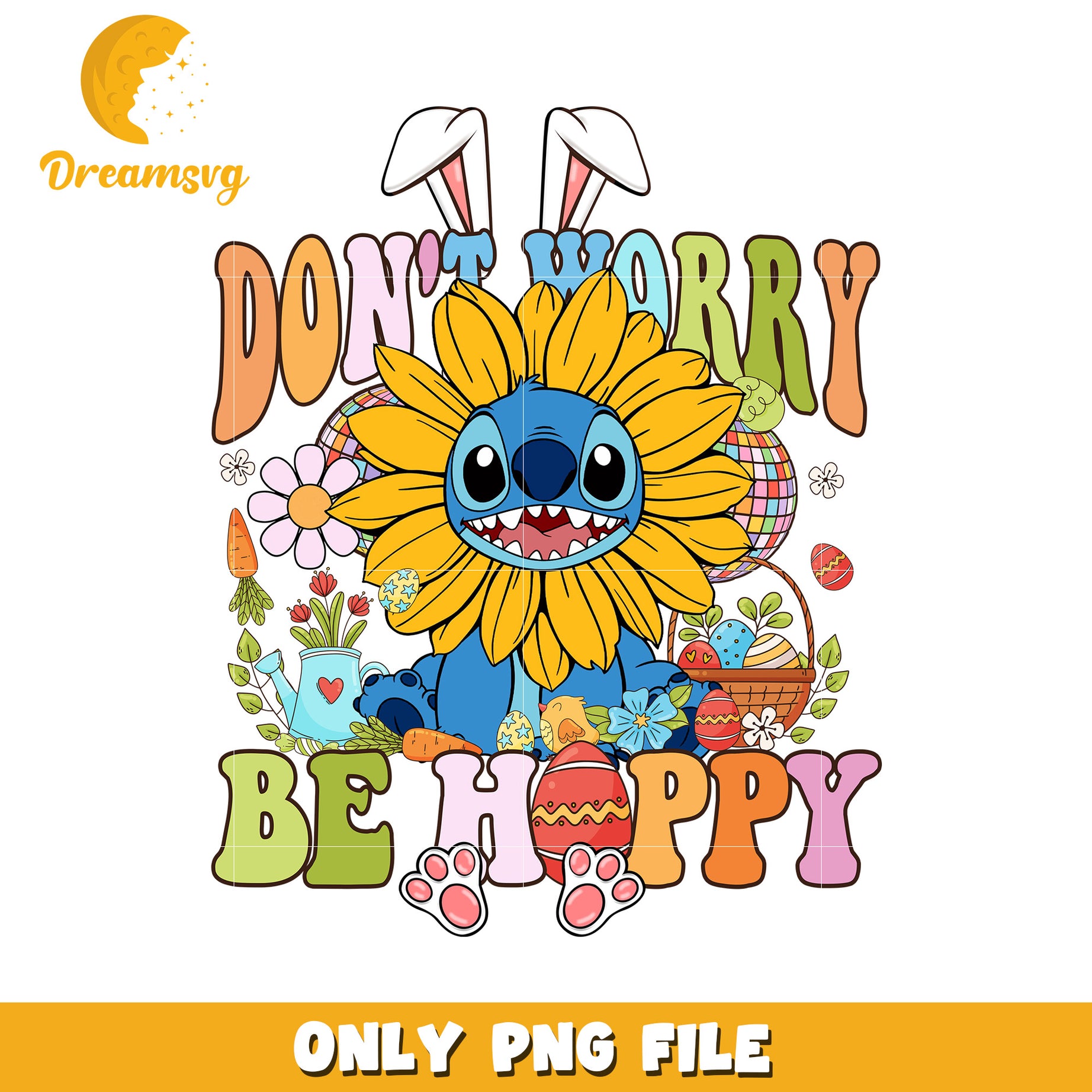 Stitch Easter PNG Sunflower Design