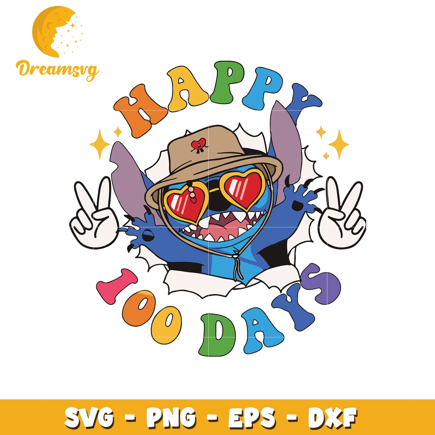 Stitch Happy 100 Days SVG PNG EPS DXF