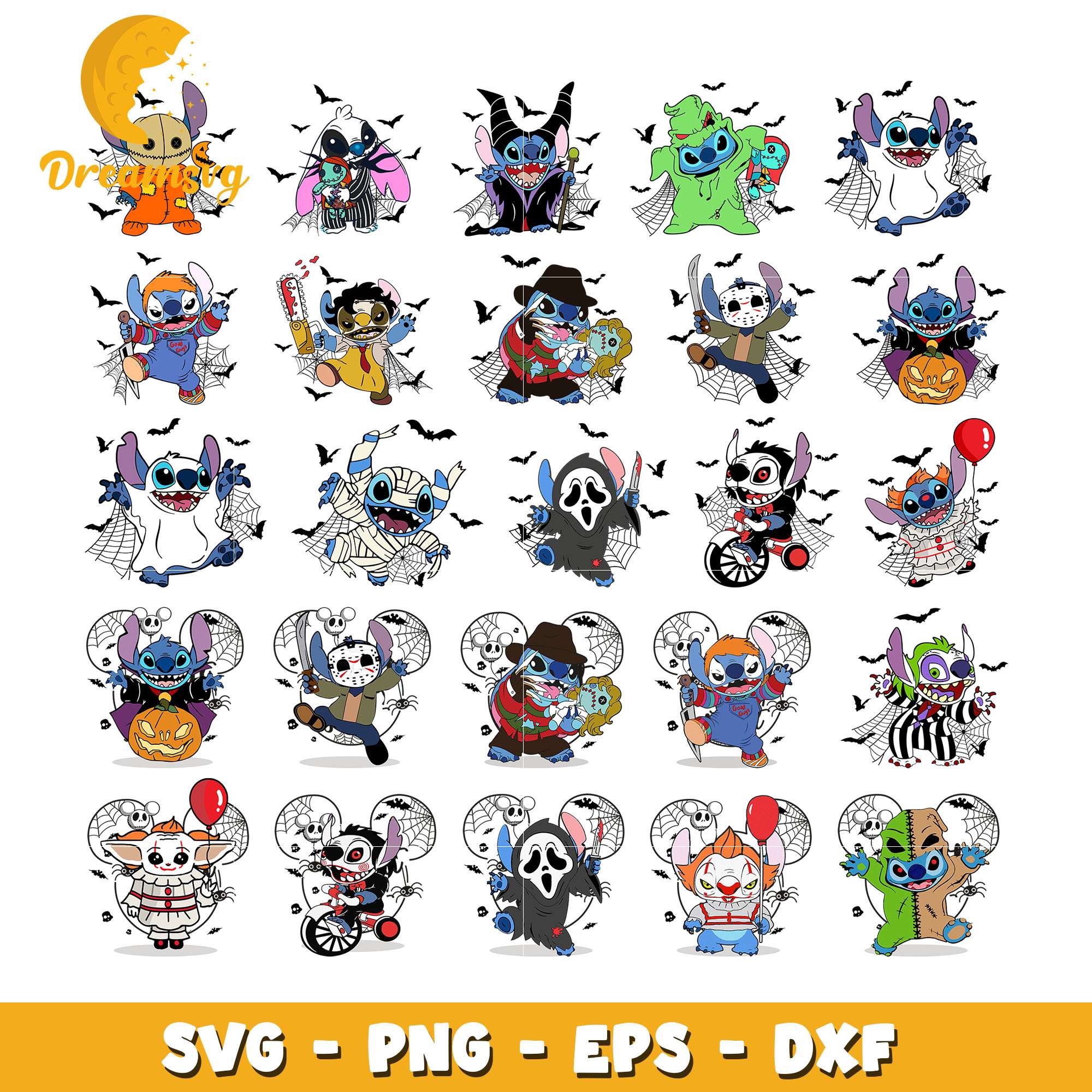 Horror Stitching Vector Stitch Horror characters bundle svg, disney halloween svg – DreamSVG Store