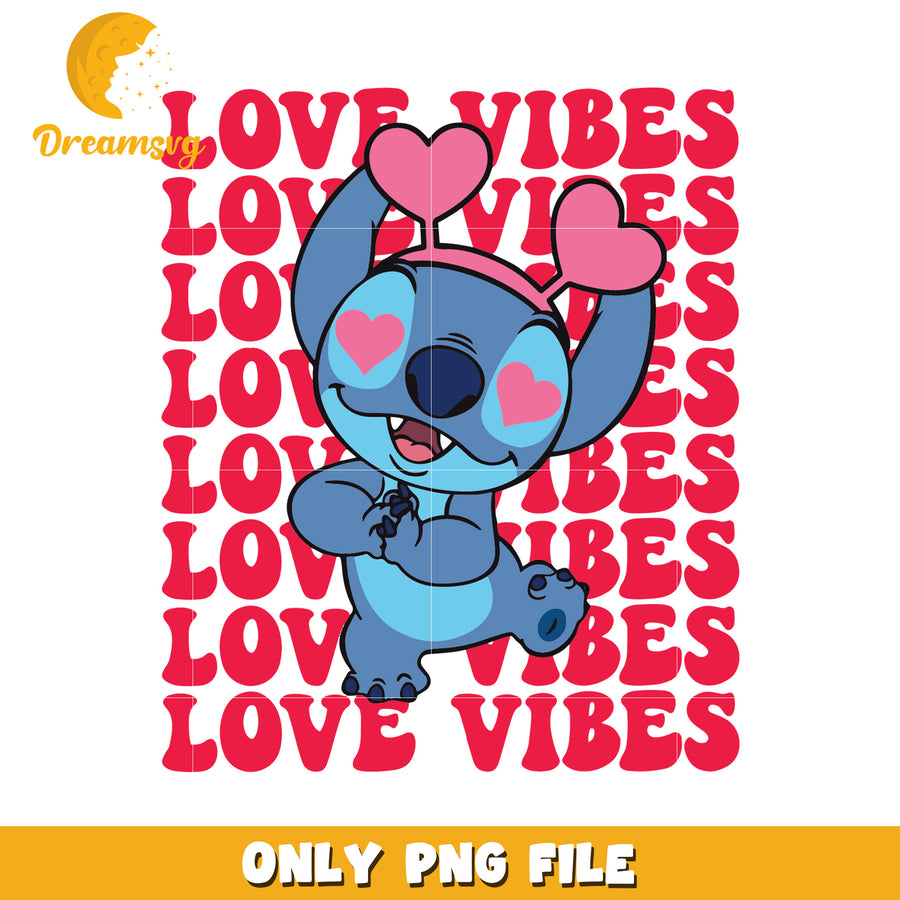 Stitch Love Vibes PNG