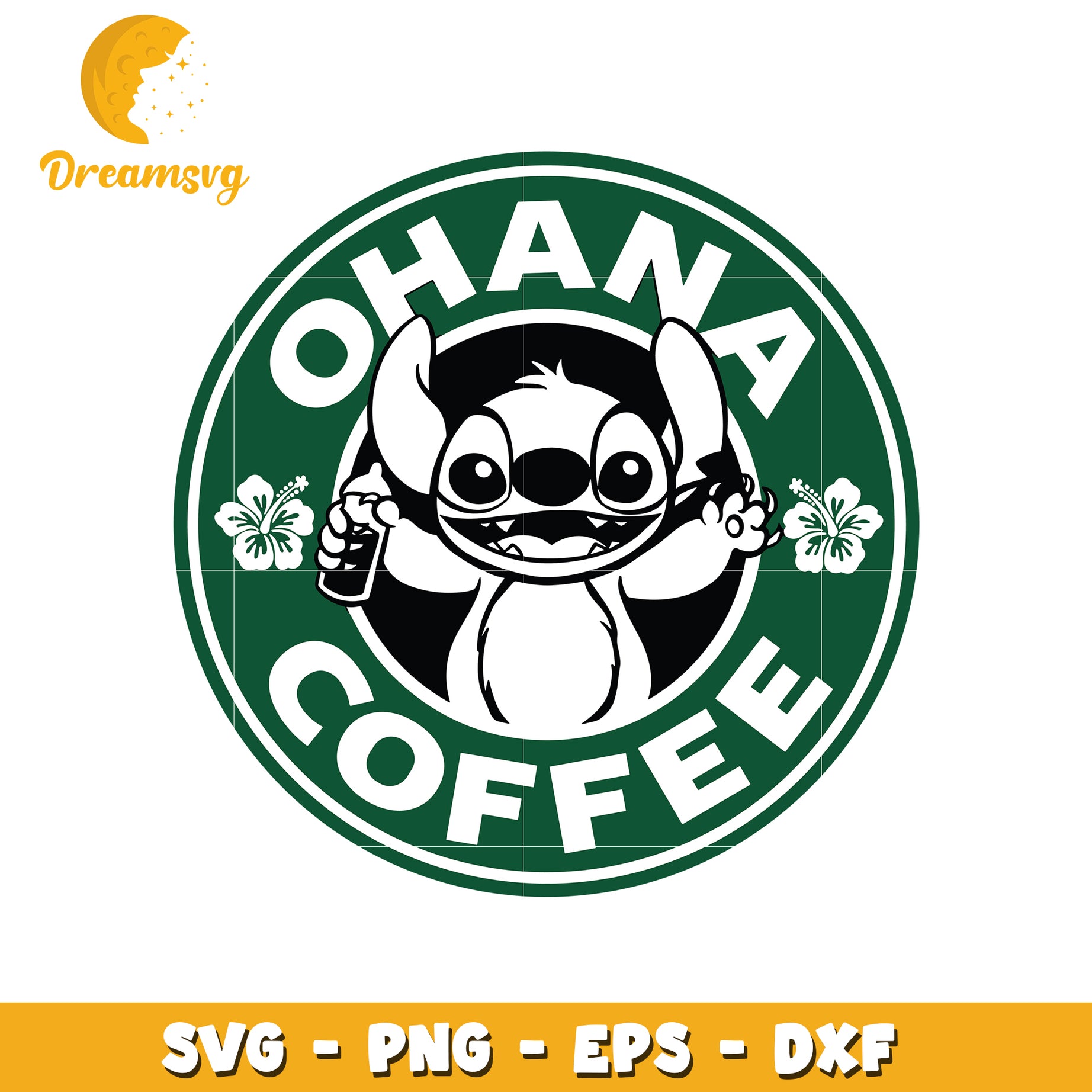 Stitch Ohana Coffee SVG PNG EPS DXF