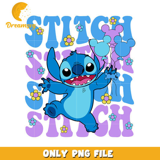 Stitch PNG, Cute Balloons, Disney, Floral, SVG