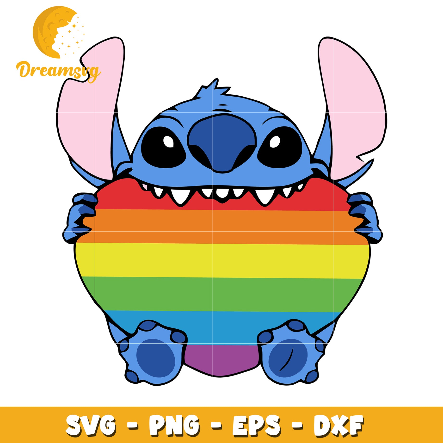 Stitch Rainbow Heart SVG PNG EPS DXF