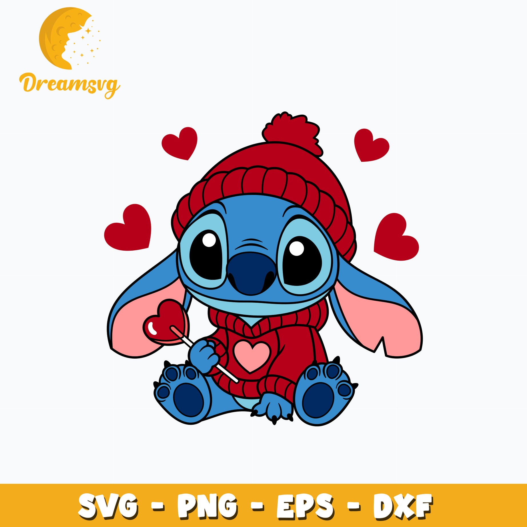 Stitch Valentine Candy Heart Svg