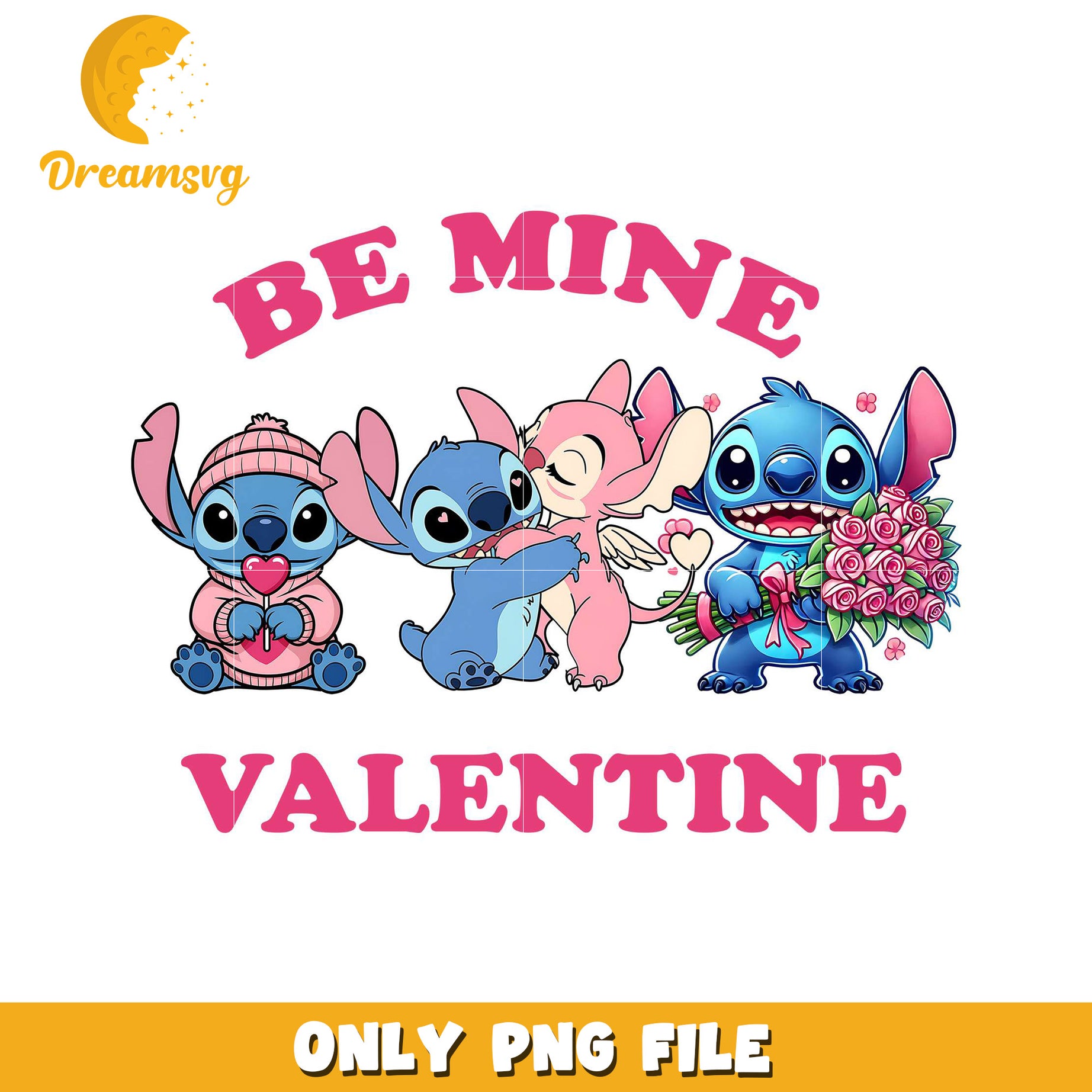 Stitch Valentine PNG Be Mine Design