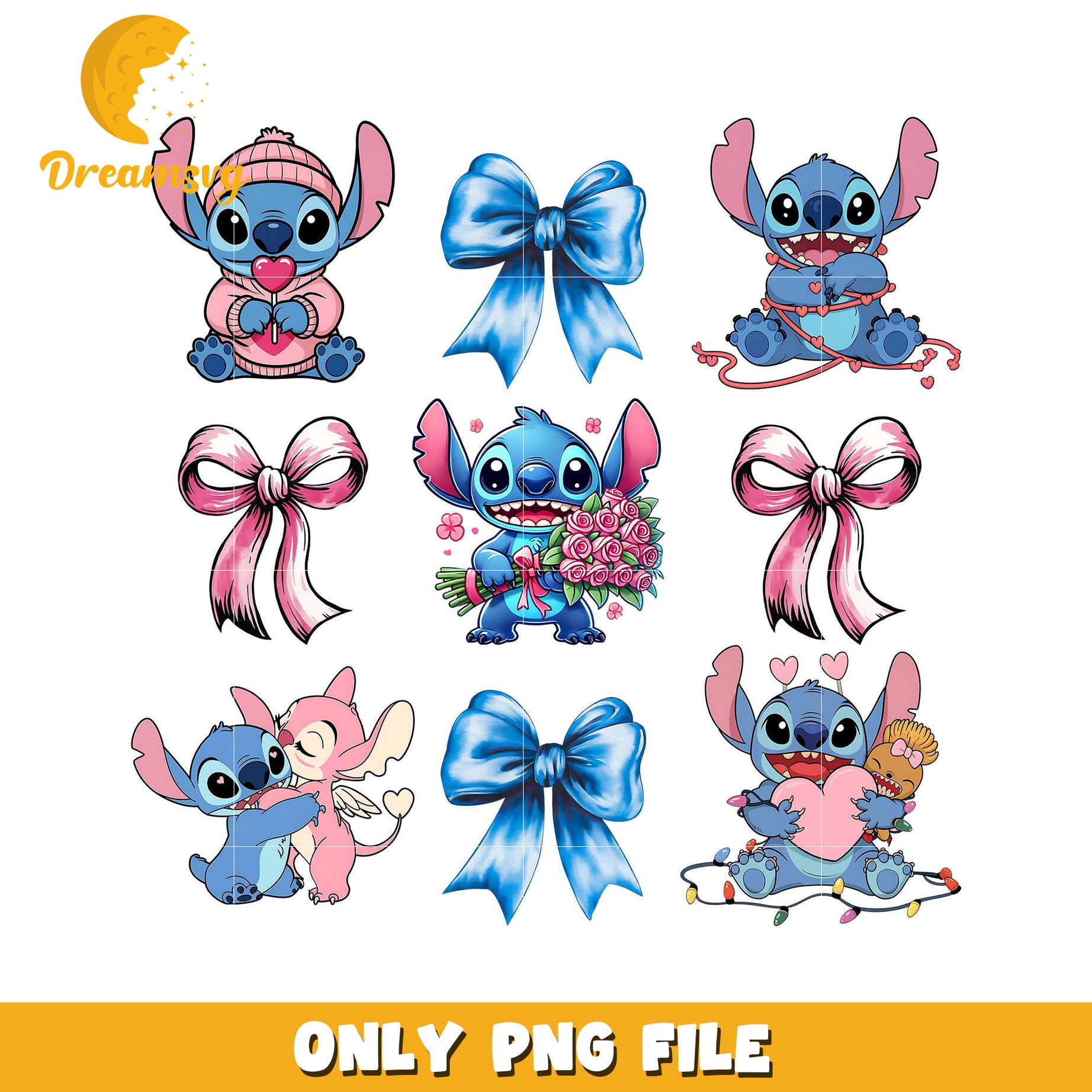 Stitch Valentine PNG Sublimation Designs