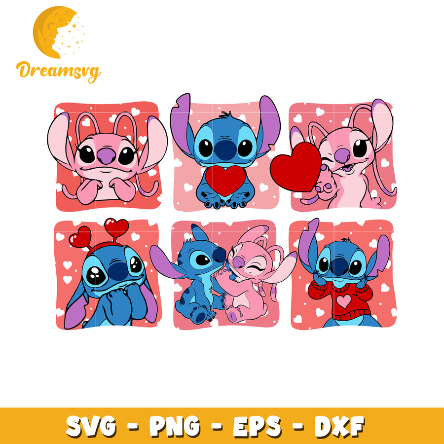 Stitch Valentine SVG Bundle PNG EPS DXF