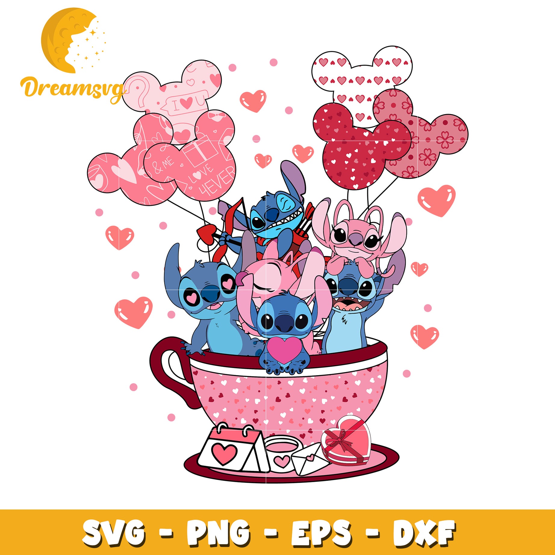 Stitch Valentine SVG Cut File