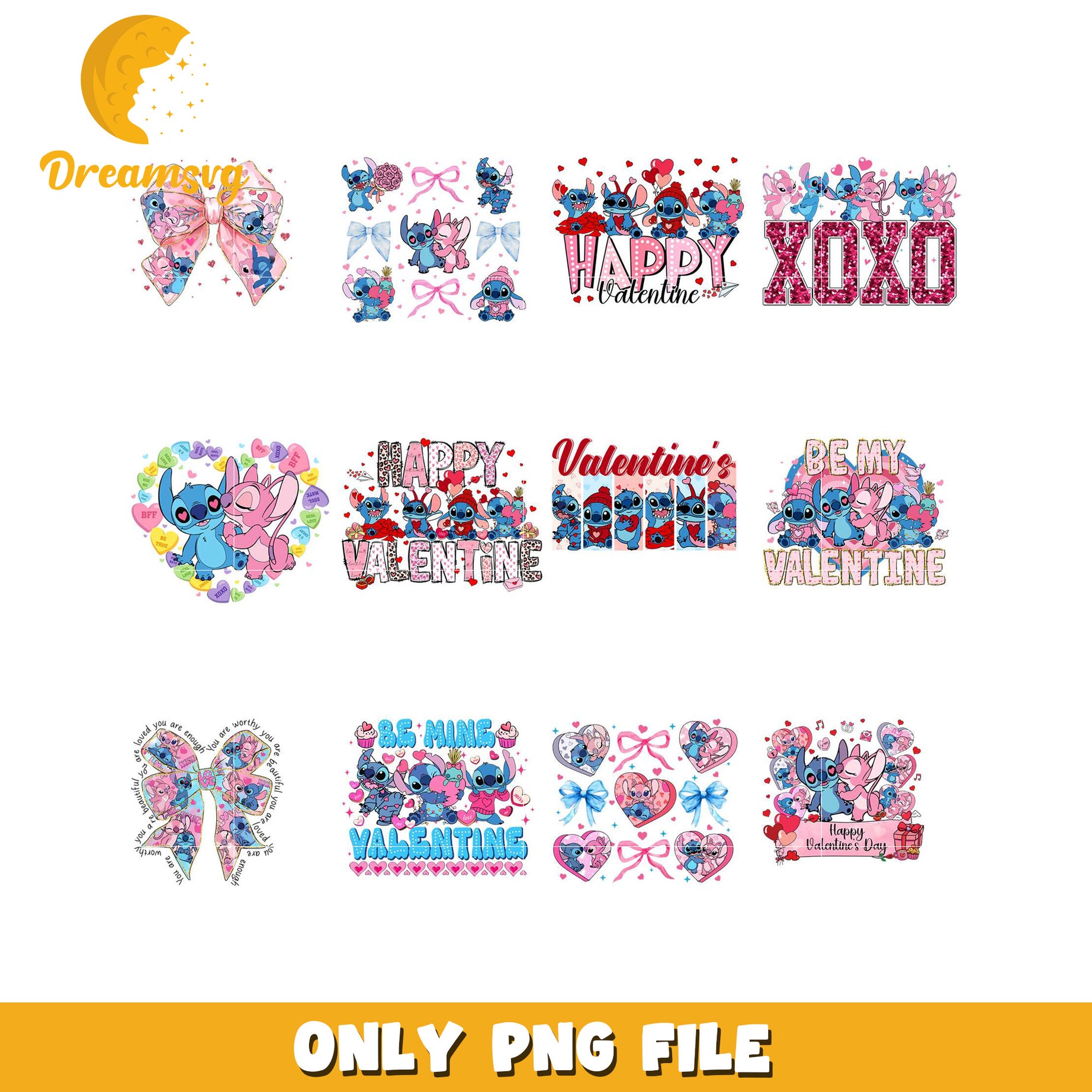 Stitch Valentine's PNG Bundle