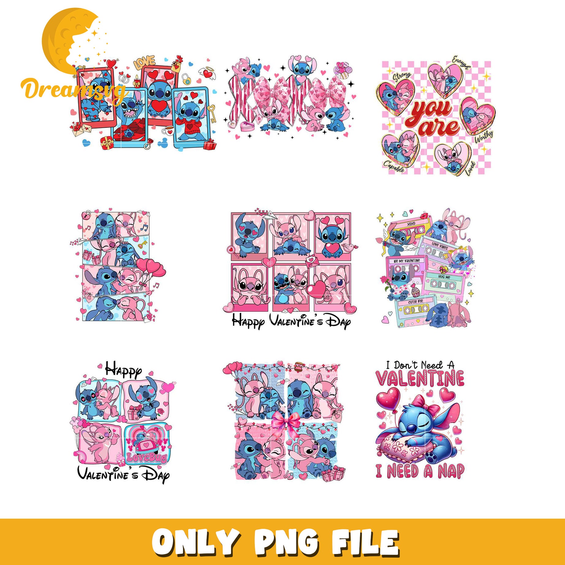 Stitch Valentines PNG Bundle