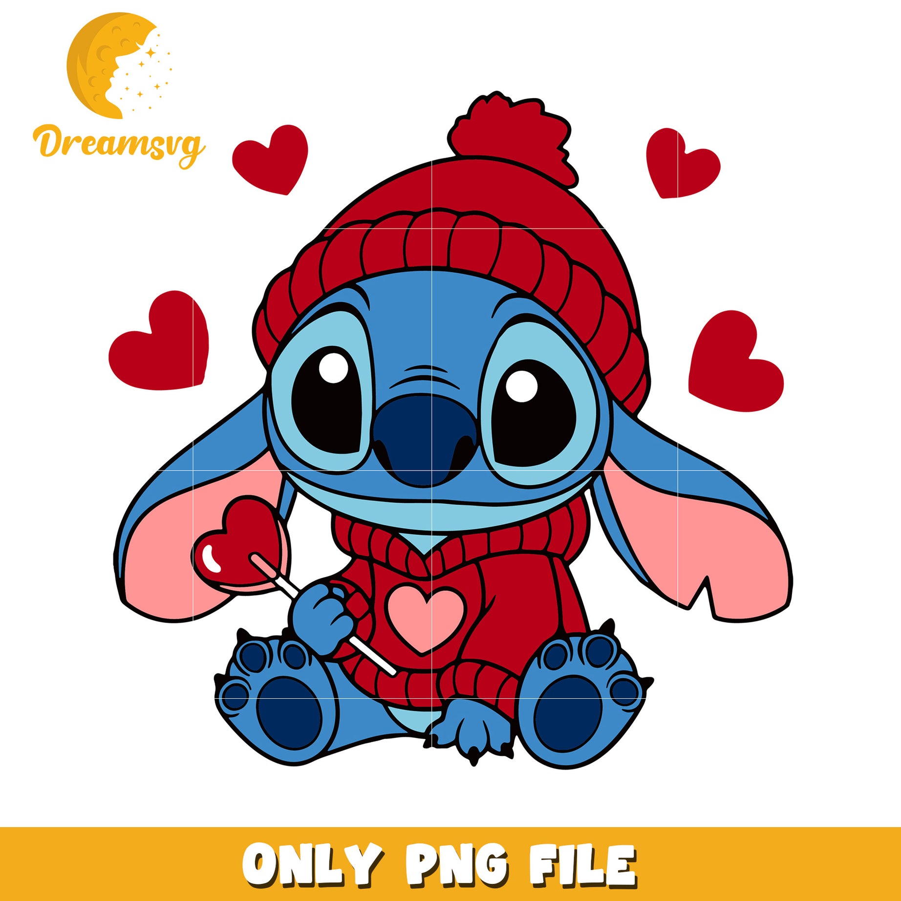 Stitch Valentines PNG Cute Cartoon