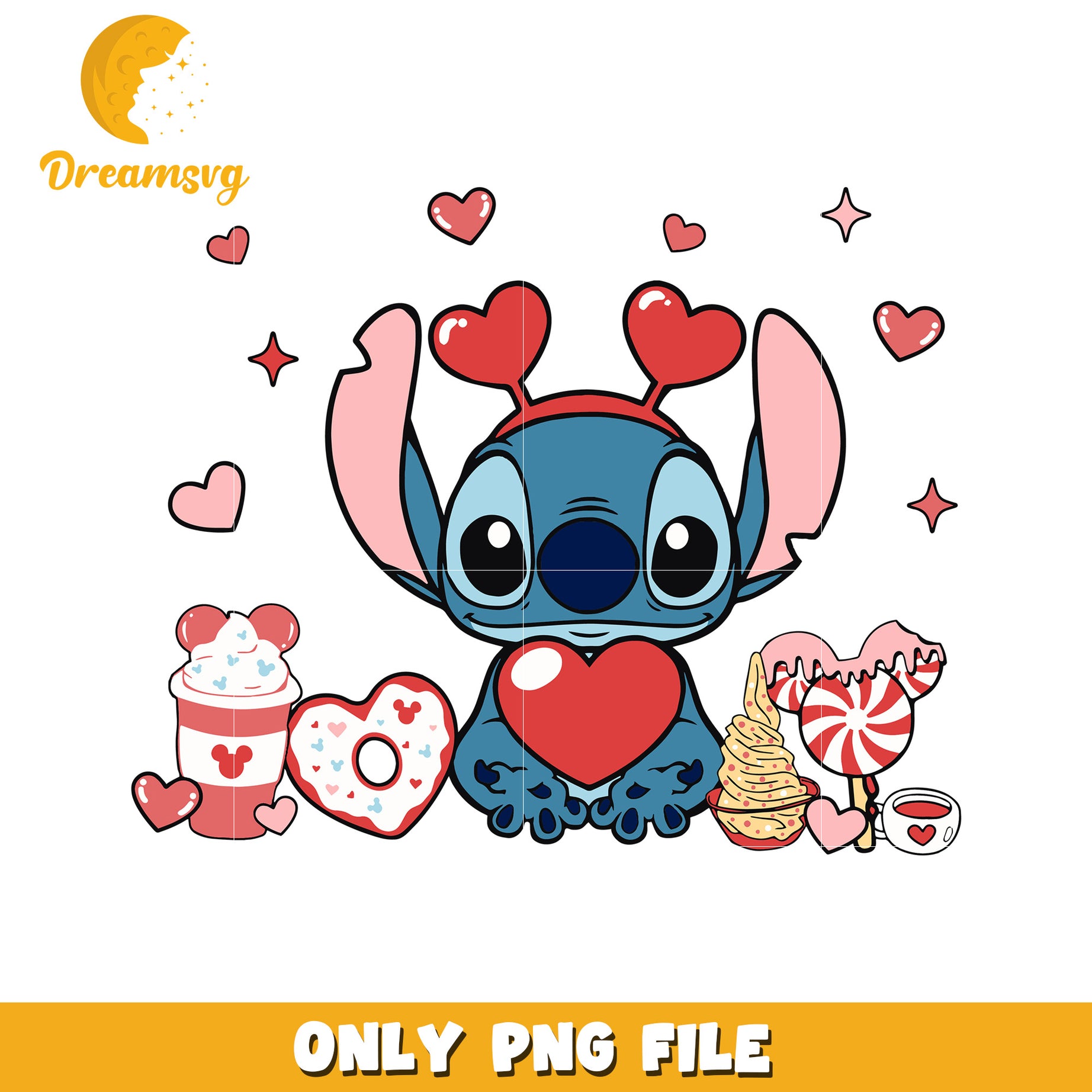 Stitch Valentines PNG Sublimation