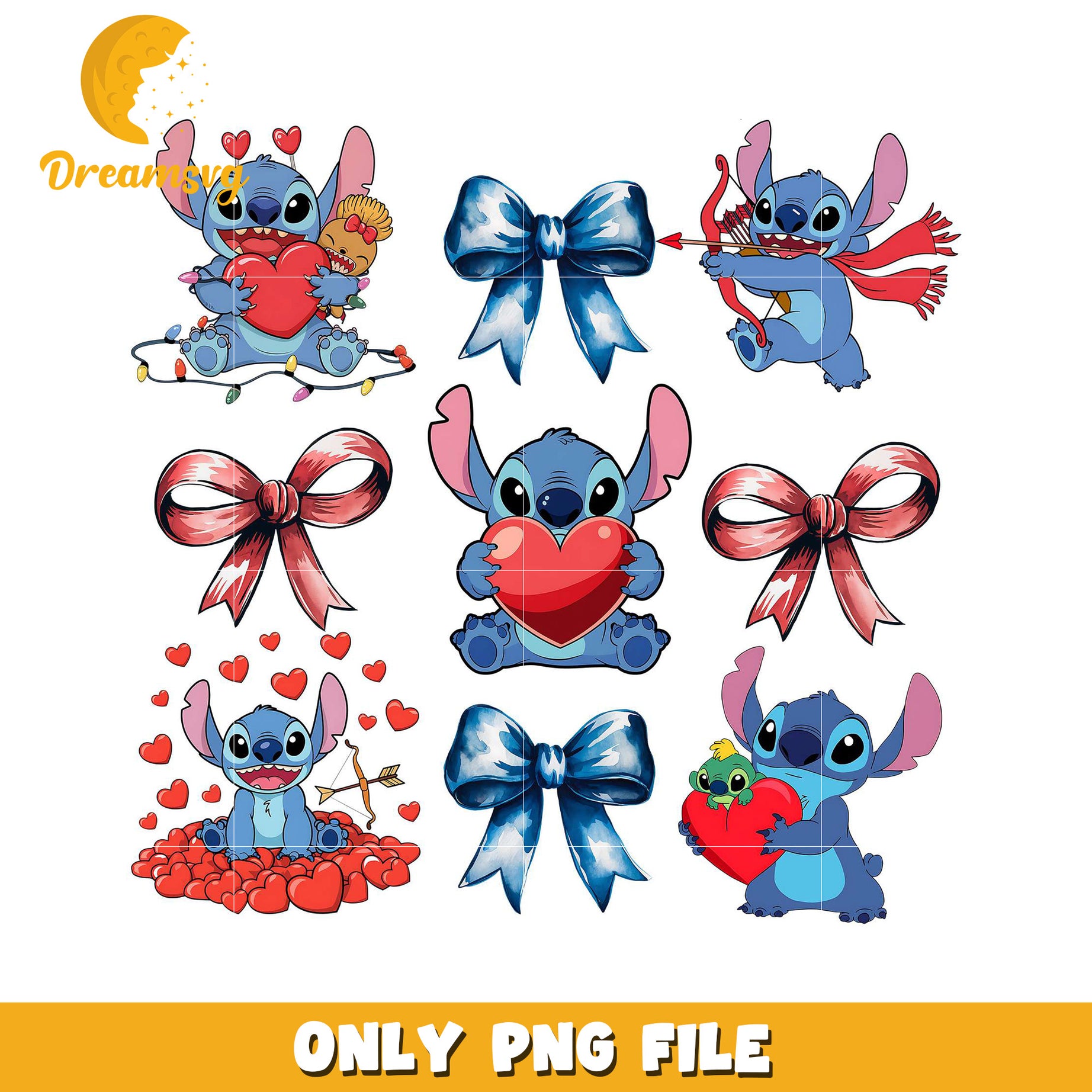 Stitch Valentines PNG Sublimation Designs