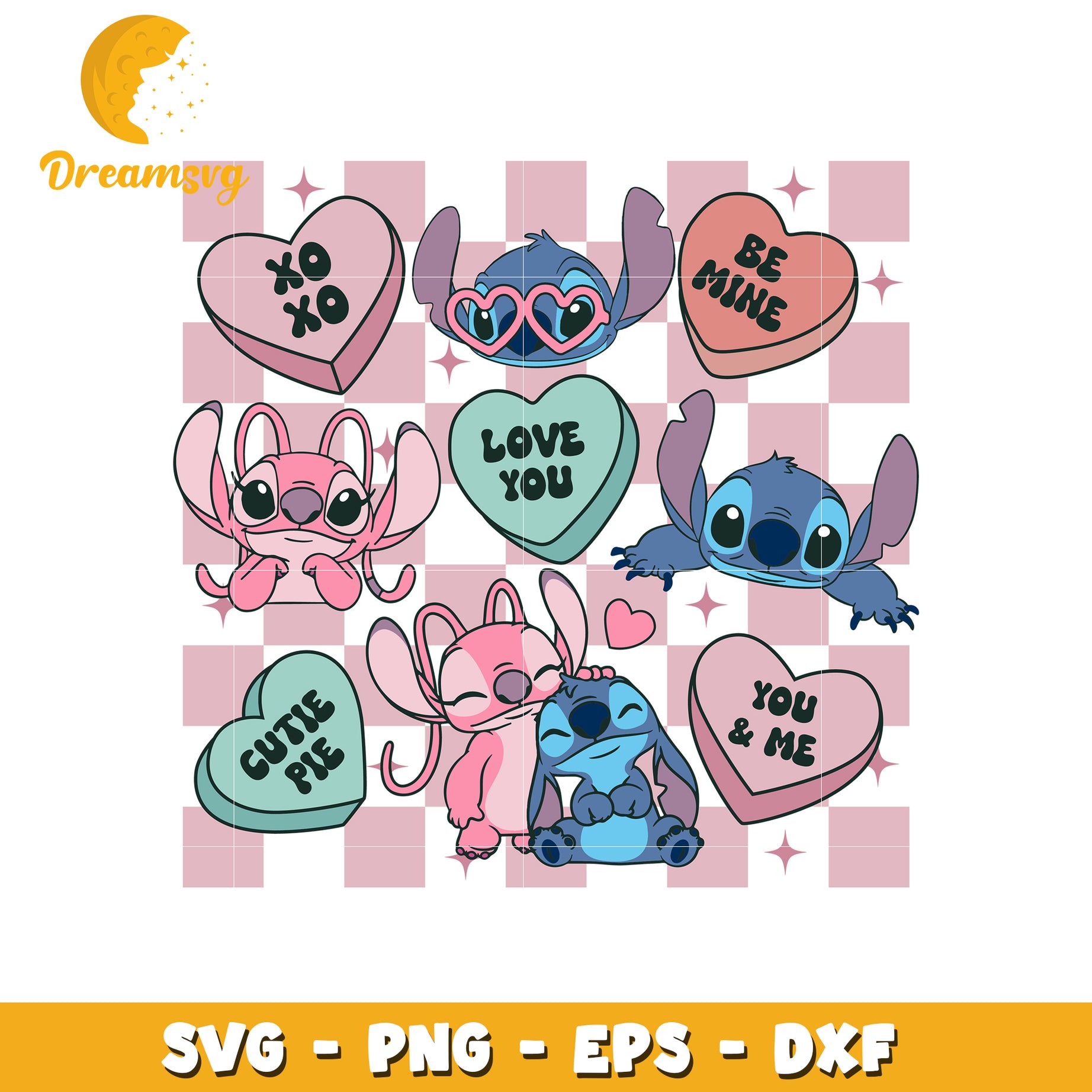 Stitch Valentines SVG Cut Files