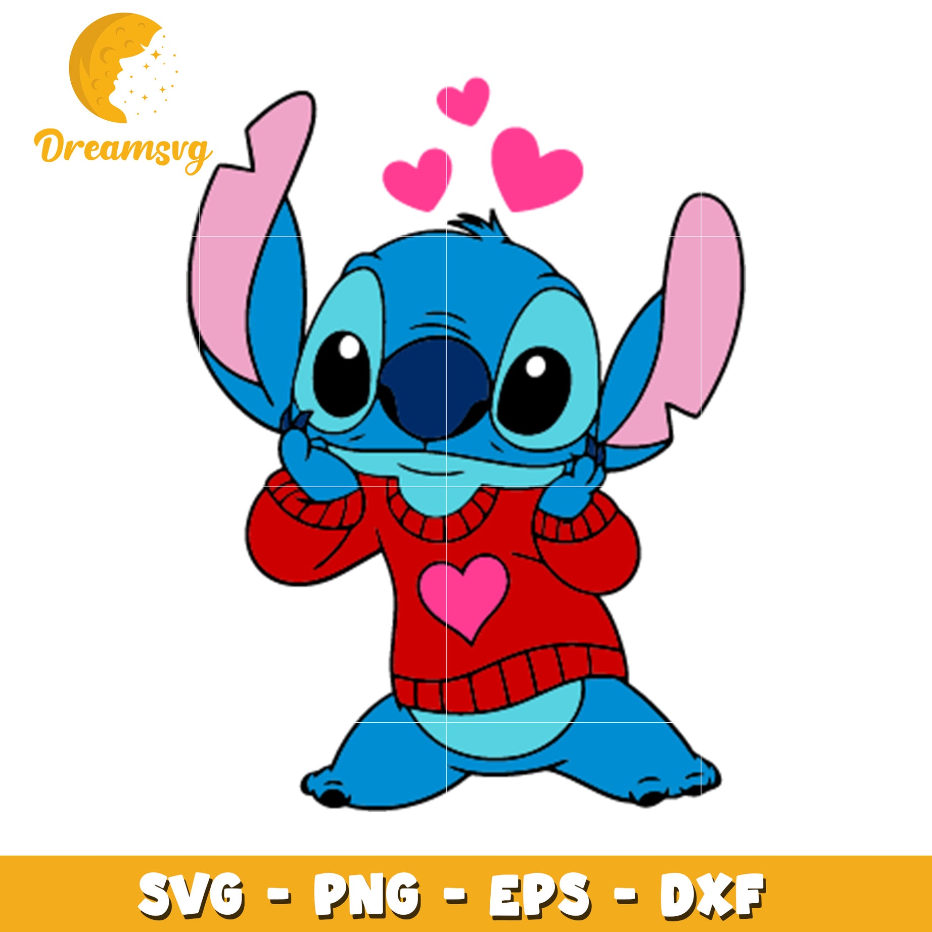 Stitch Valentines SVG PNG EPS DXF