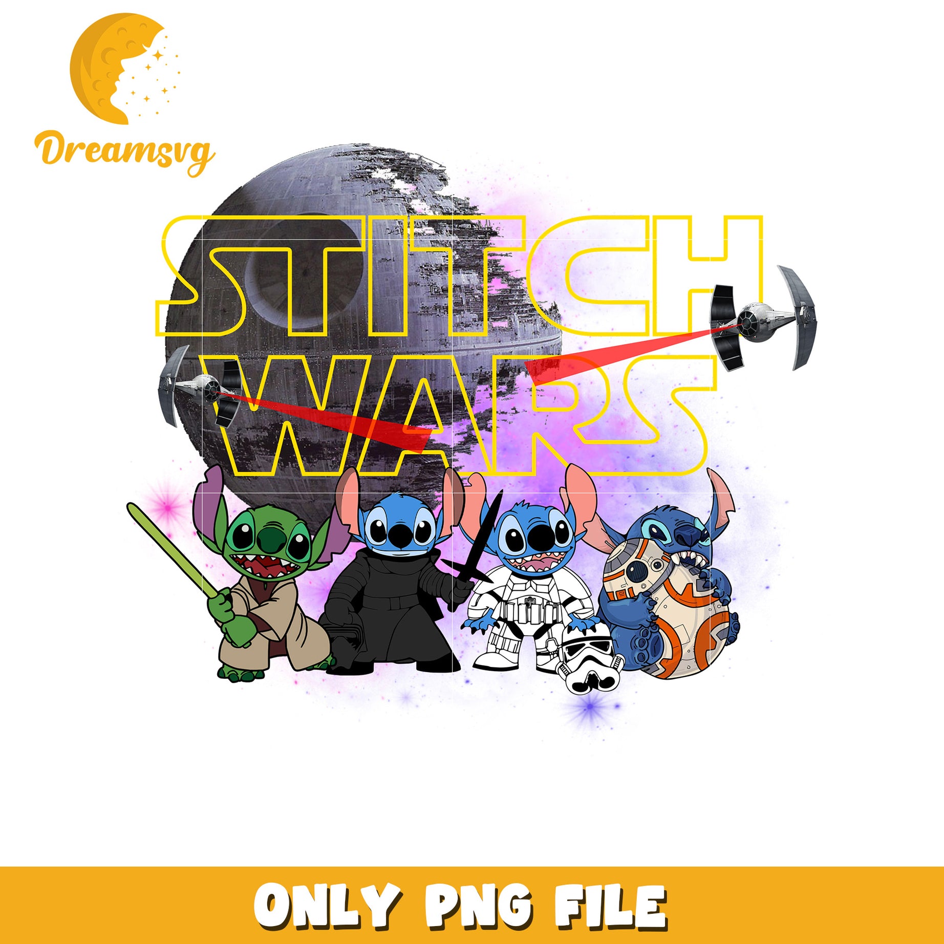 Stitch Wars Fun PNG Graphic for Fans of Sci-Fi Art