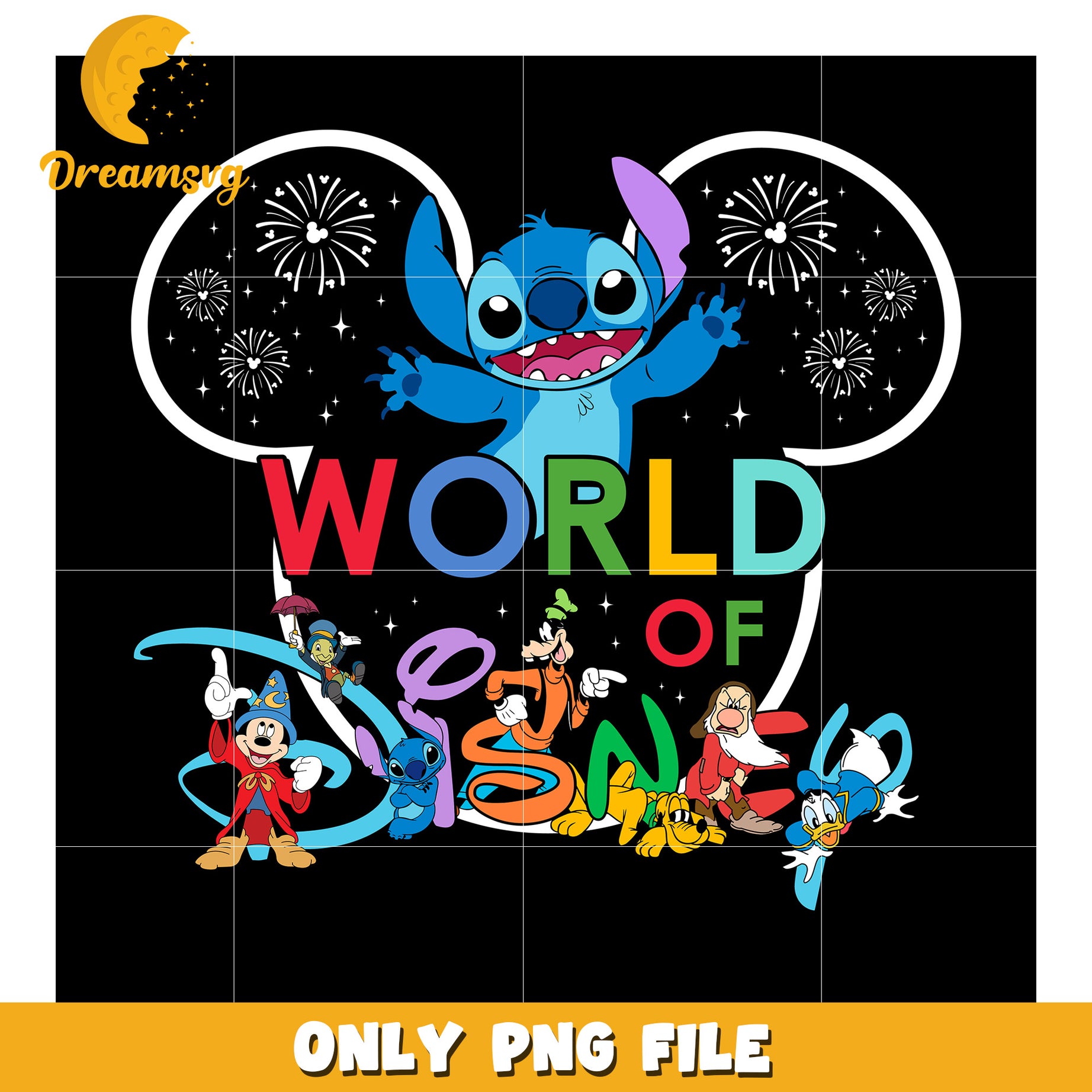 Stitch World of Disney PNG, Sublimation Design