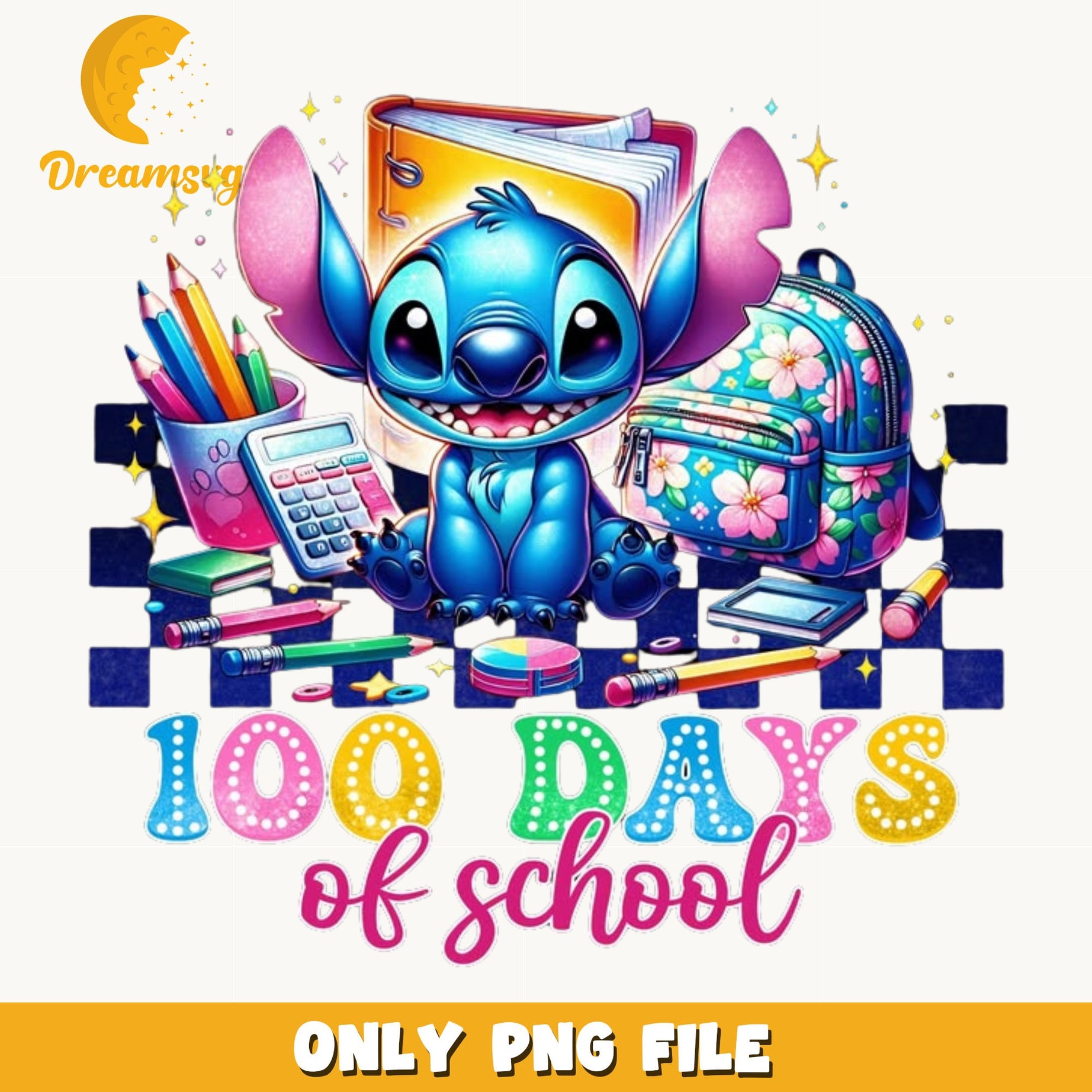 Stitch 100 Days Of School PNG, Disney Stitch PNG, Back To School PNG