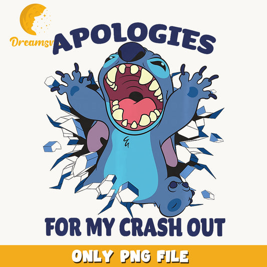 Stitch Apologies For My Crash Out PNG, Funny Stitch, Disney PNG