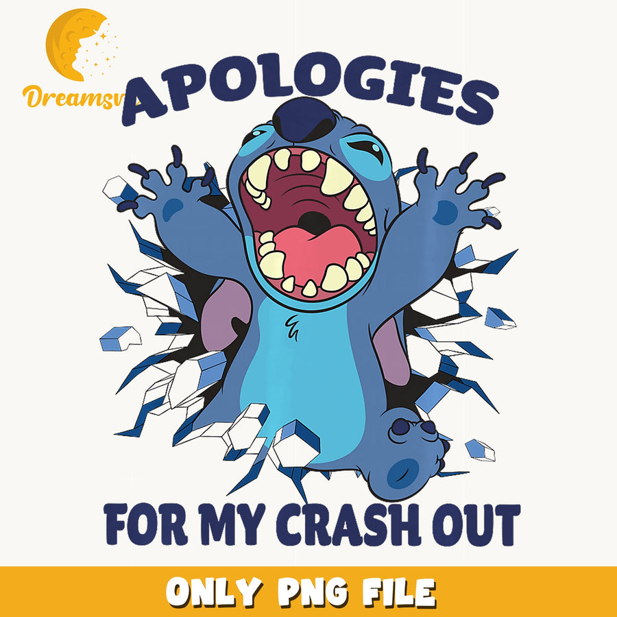 Stitch Apologies For My Crash Out PNG, Funny Stitch, Disney PNG