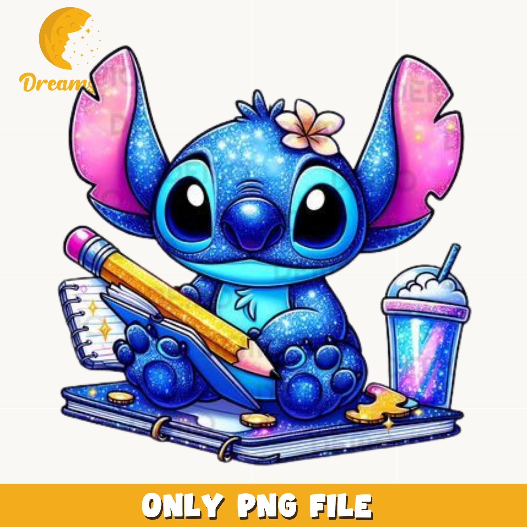 Stitch Back To School PNG, Cute Stitch Reading PNG, Disney PNG