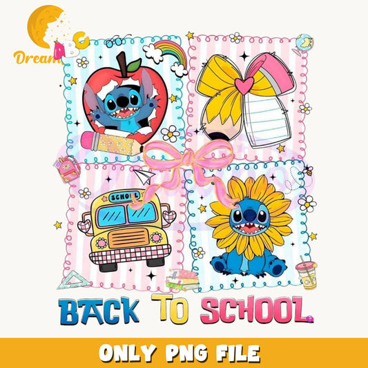 Stitch Back To School PNG, Disney Stitch Teacher PNG, School Bus PNG