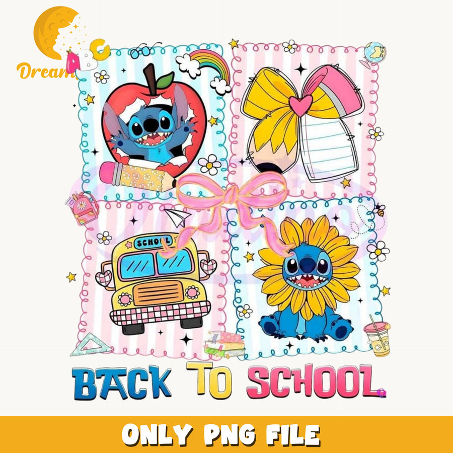 Stitch Back To School PNG, Disney Stitch Teacher PNG, School Bus PNG