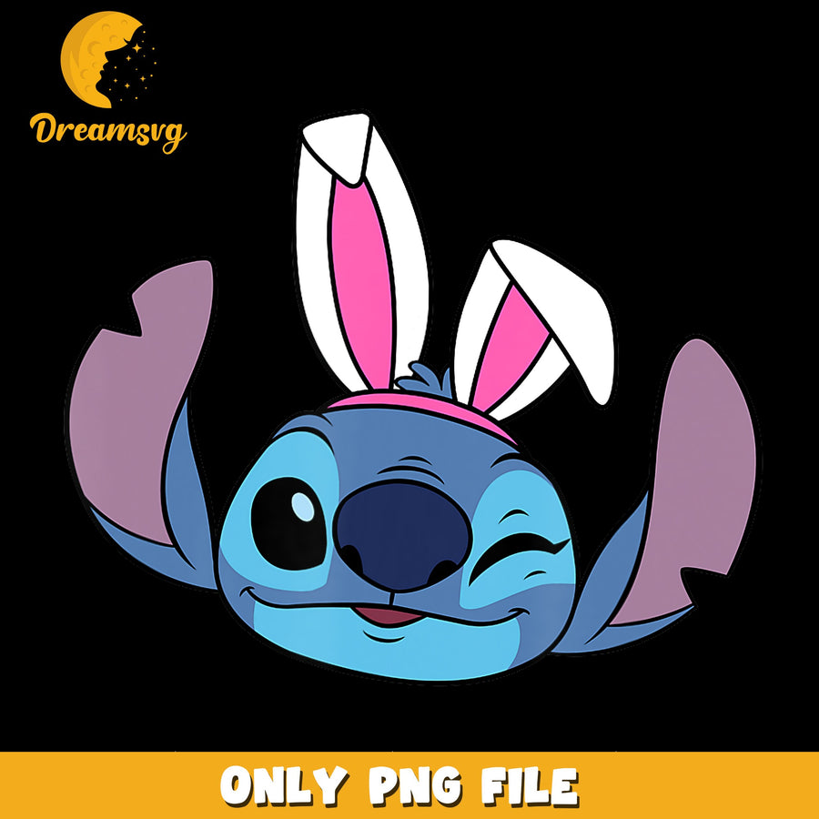 Stitch Easter Bunny Ears Winking PNG, Disney Easter, Cute PNG