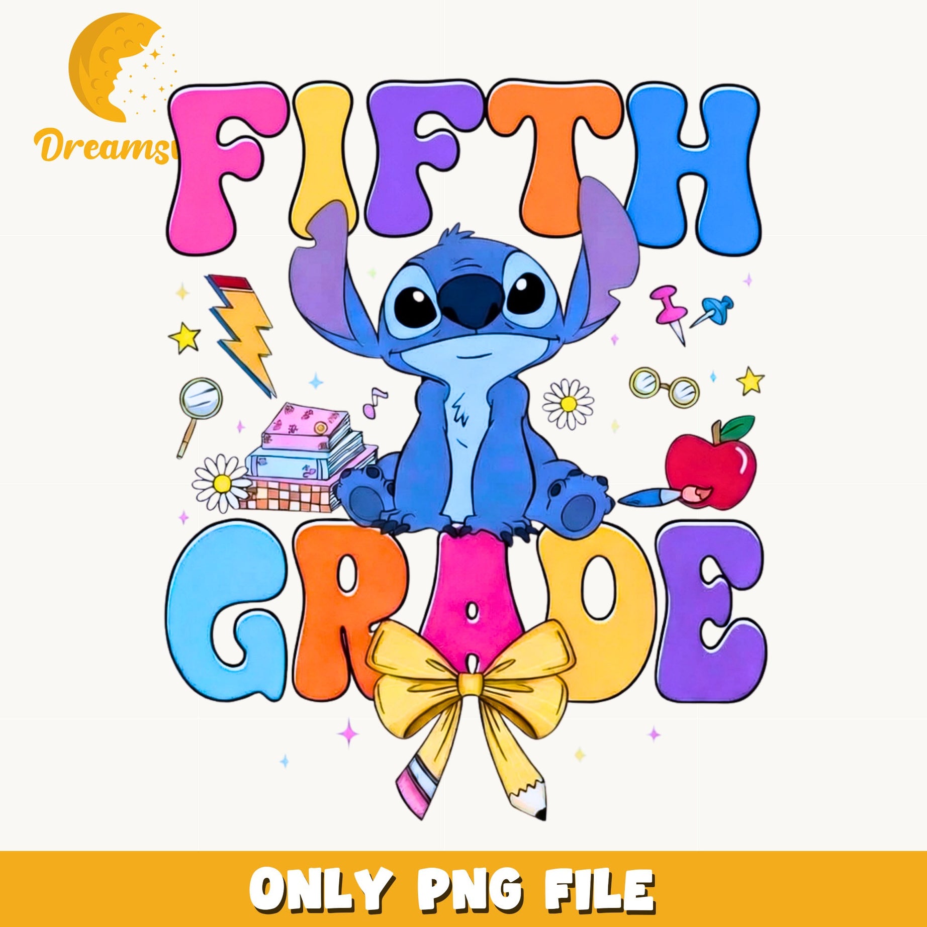 Stitch Fifth Grade PNG, Back To School PNG, Disney PNG