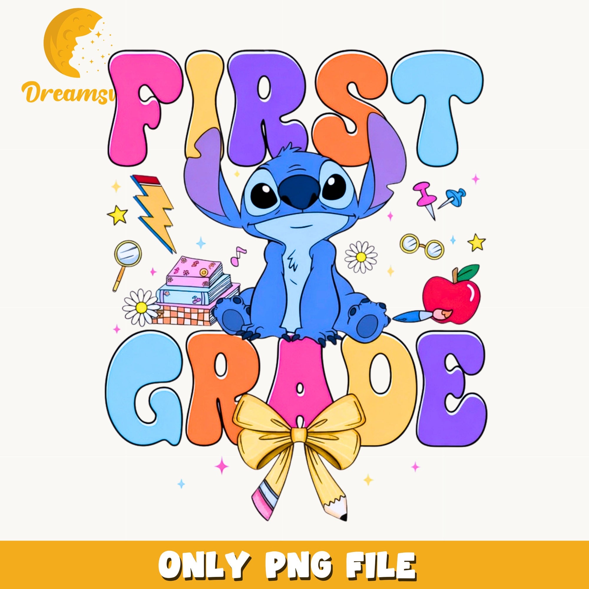 Stitch First Grade PNG, Back To School PNG, Disney PNG