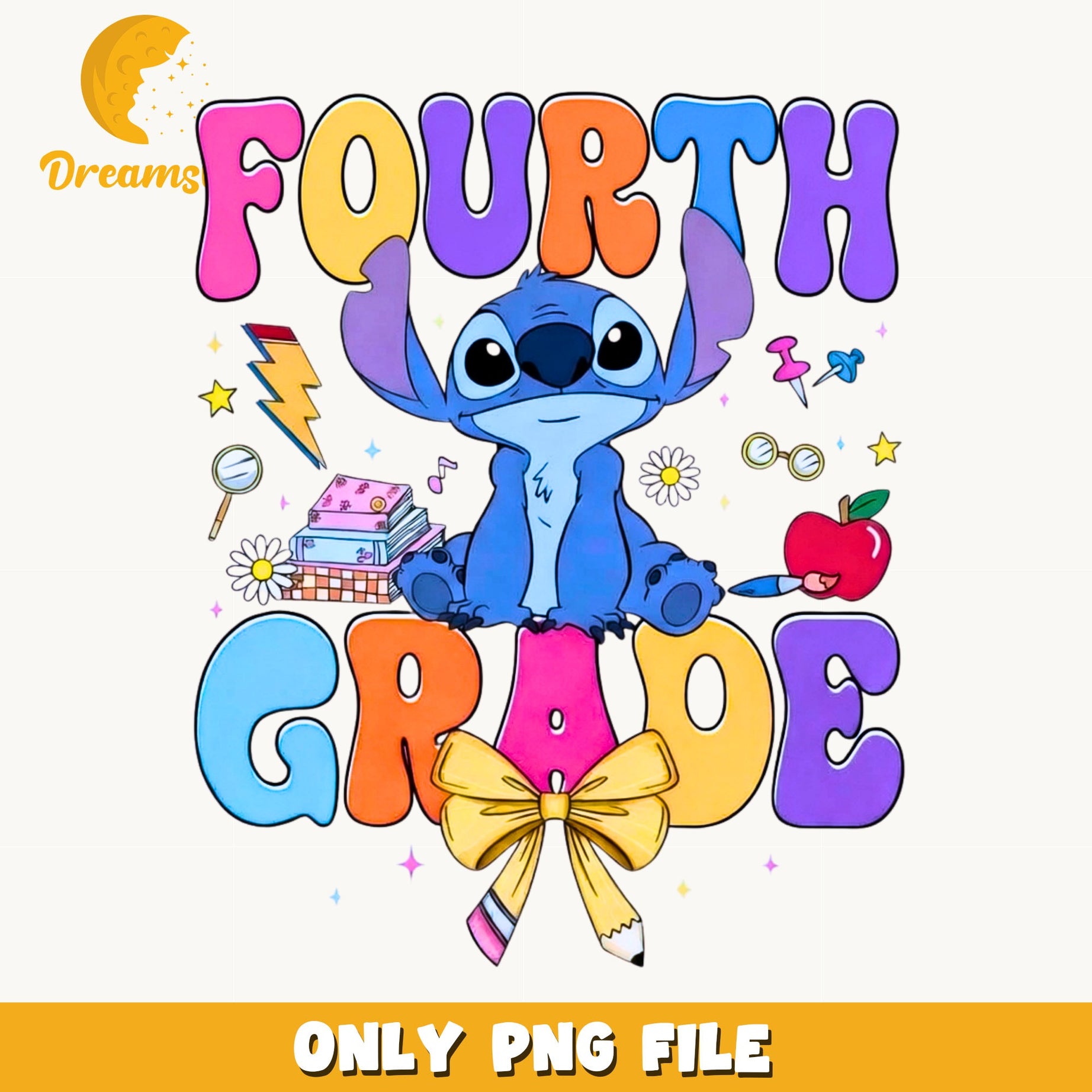 Stitch Fourth Grade PNG, Back To School PNG, Disney PNG