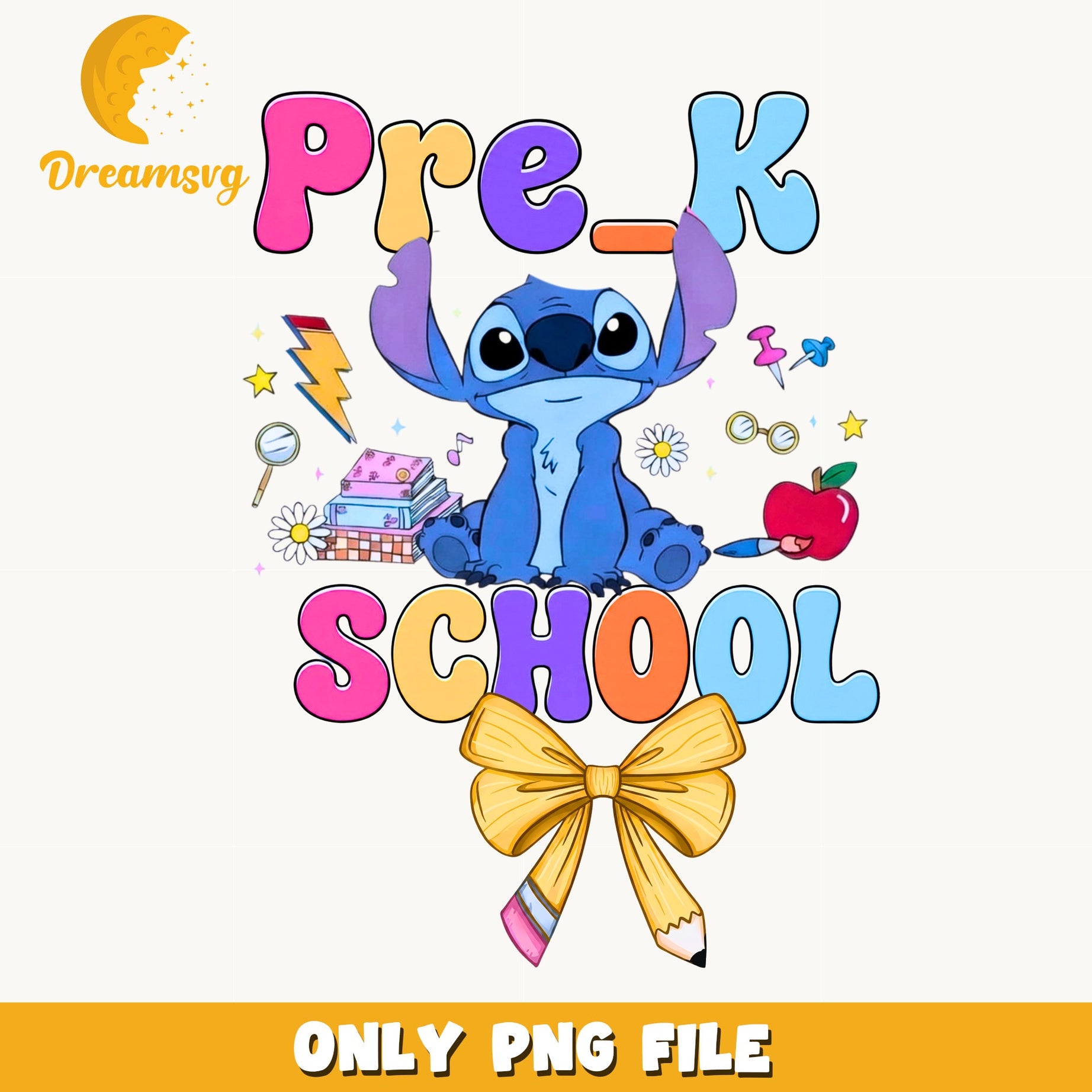 Stitch Pre-K School PNG, Back To School PNG, Disney PNG