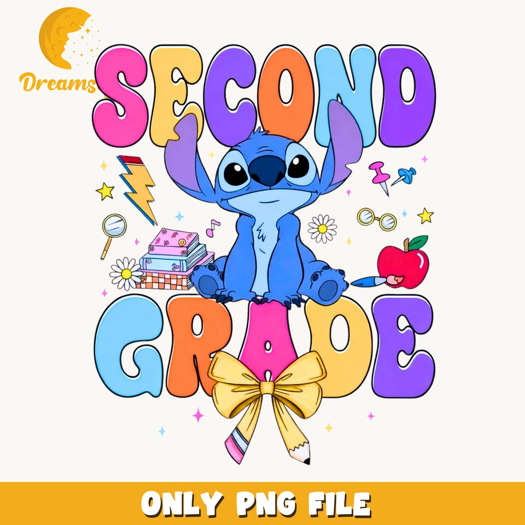 Stitch Second Grade PNG, Back To School PNG, Disney PNG
