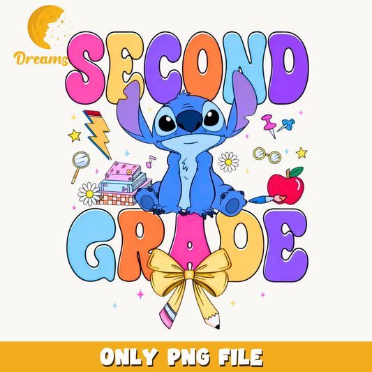 Stitch Second Grade PNG, Back To School PNG, Disney PNG