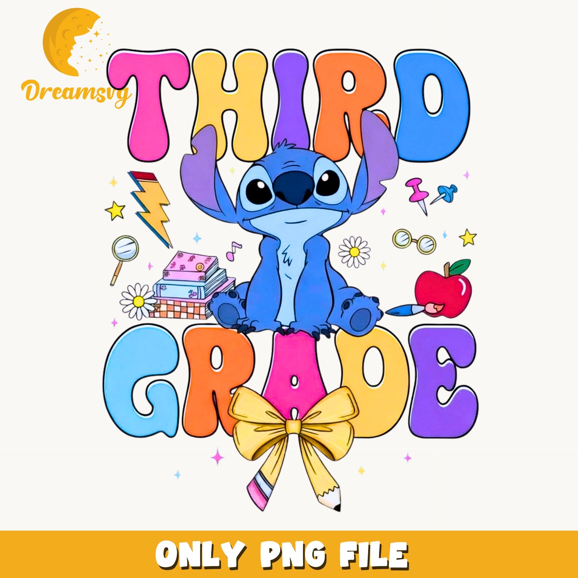 Stitch Third Grade PNG, Back To School PNG, Disney PNG