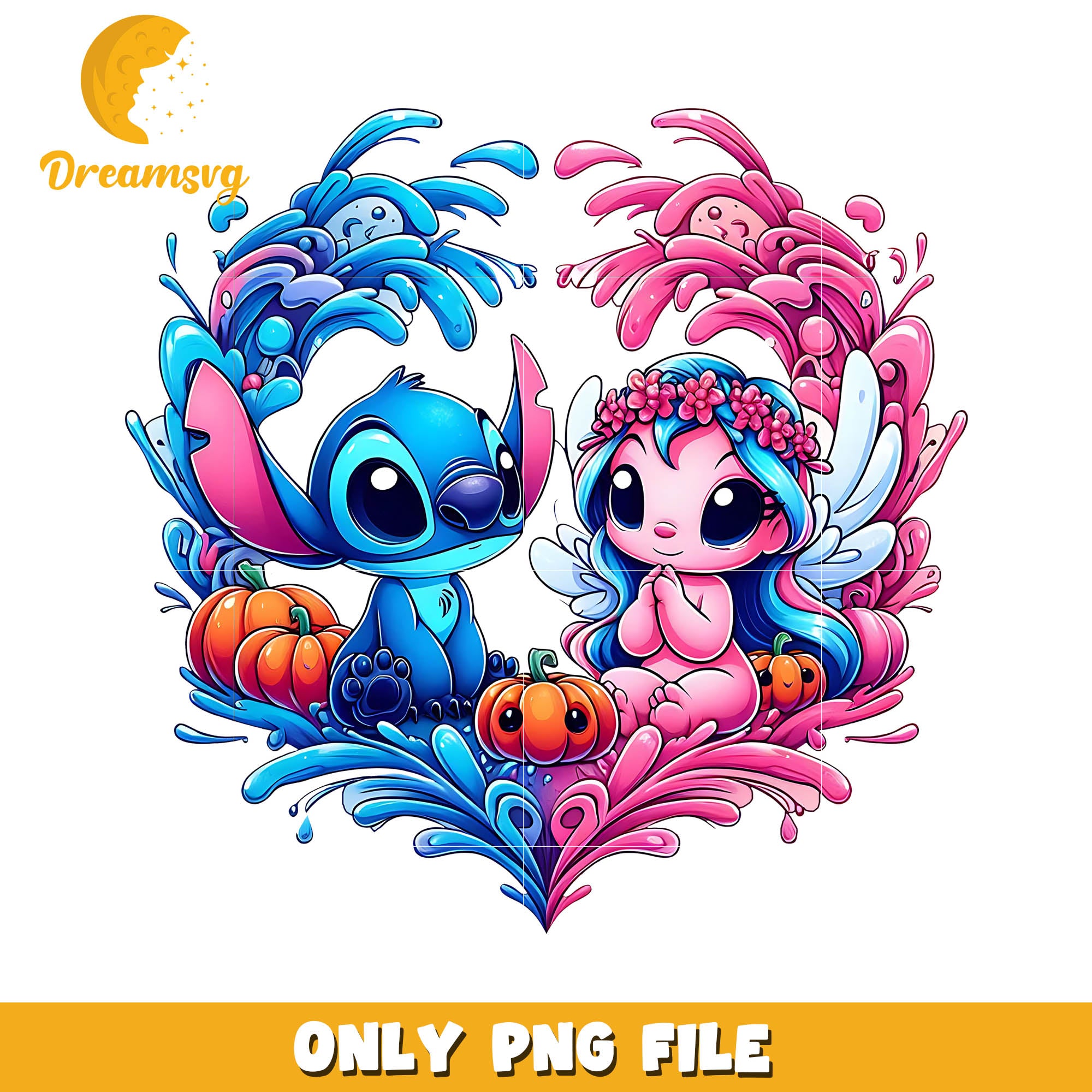 Stitch and Angel love png, Disney Stitch movie png