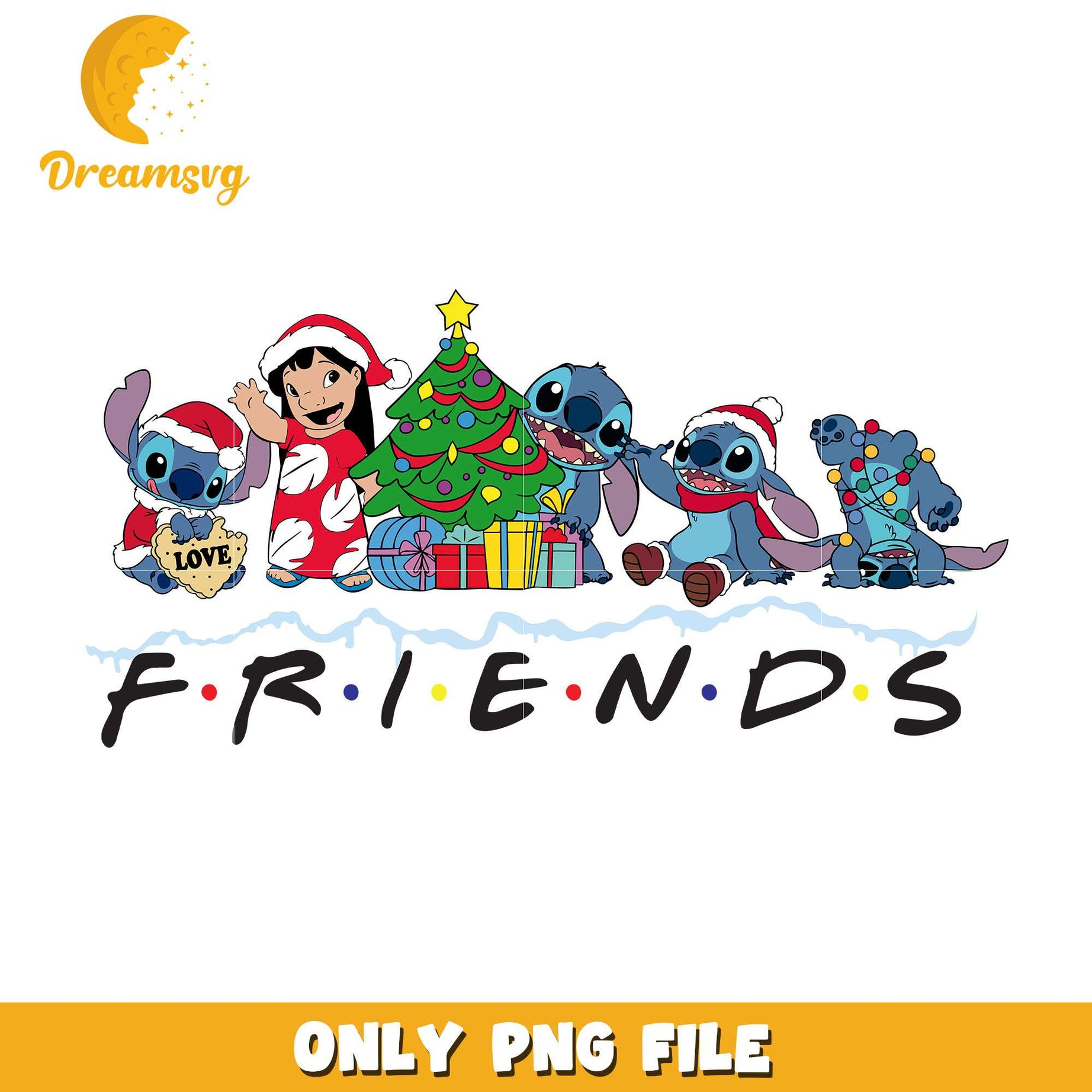 Stitch and friends love christmas png, stitch png, christmas png