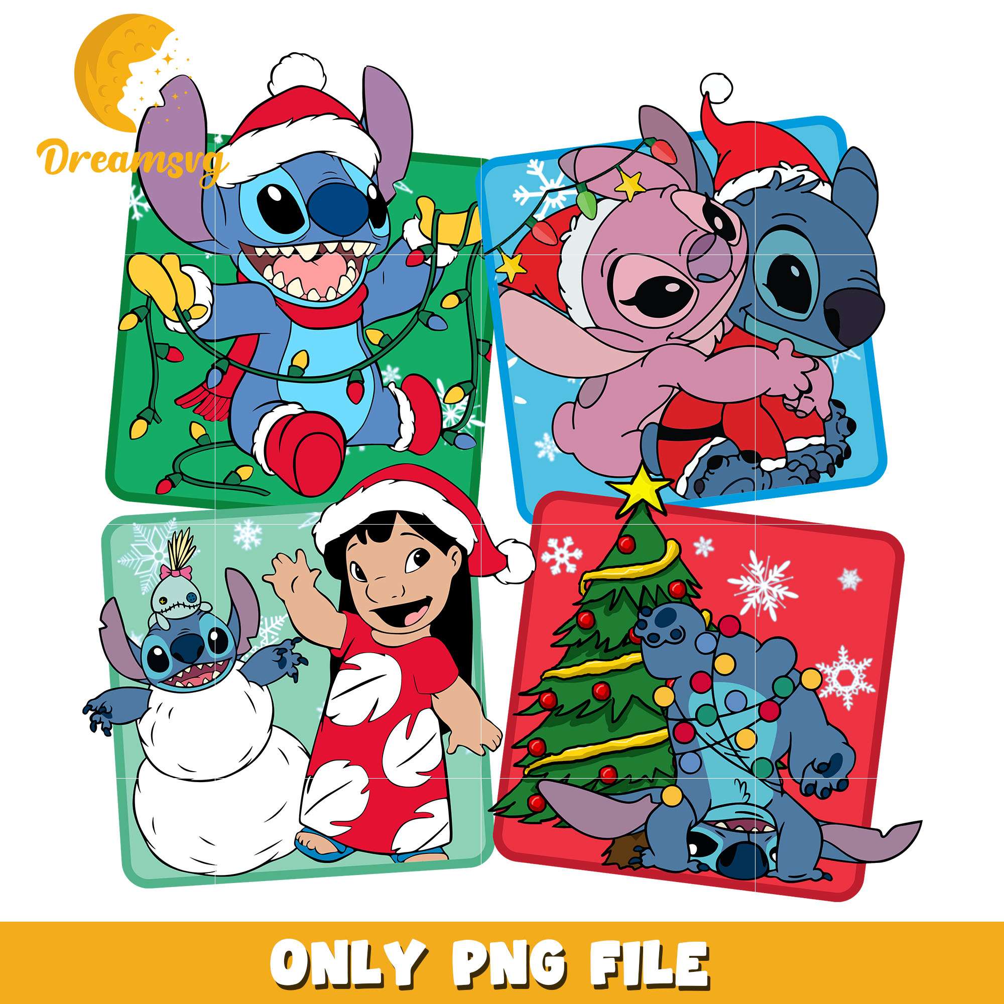 Stitch and friends on christmas png, stitch png, christmas png