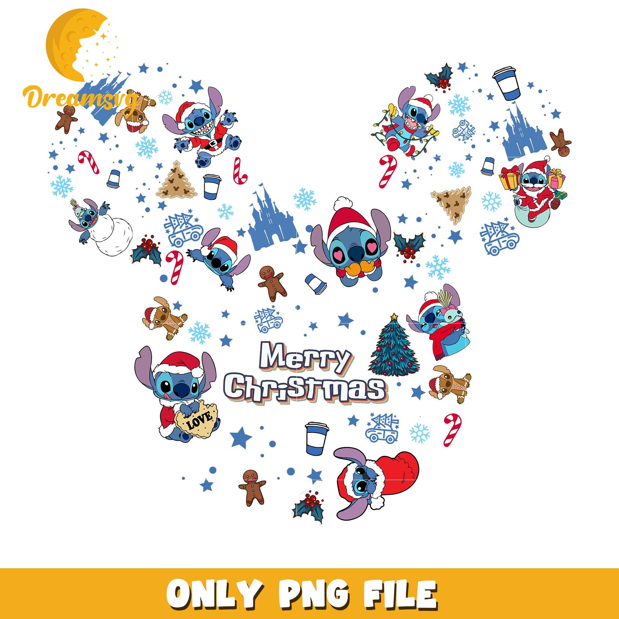 Stitch character mickey head merry christmas png, stitch png, christmas png