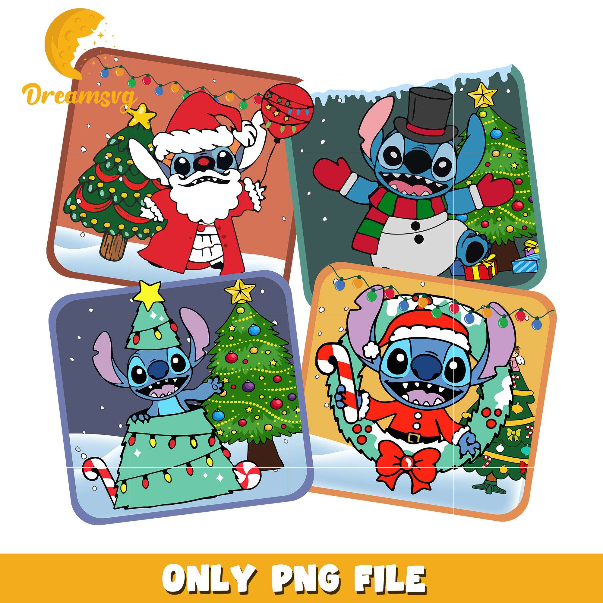 Stitch character on christmas png, stitch png, christmas png