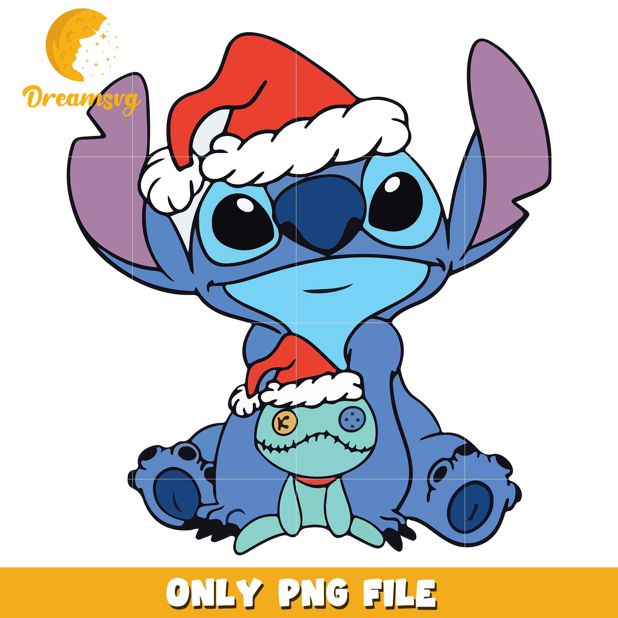 Stitch character santa hat png, stitch png, christmas png