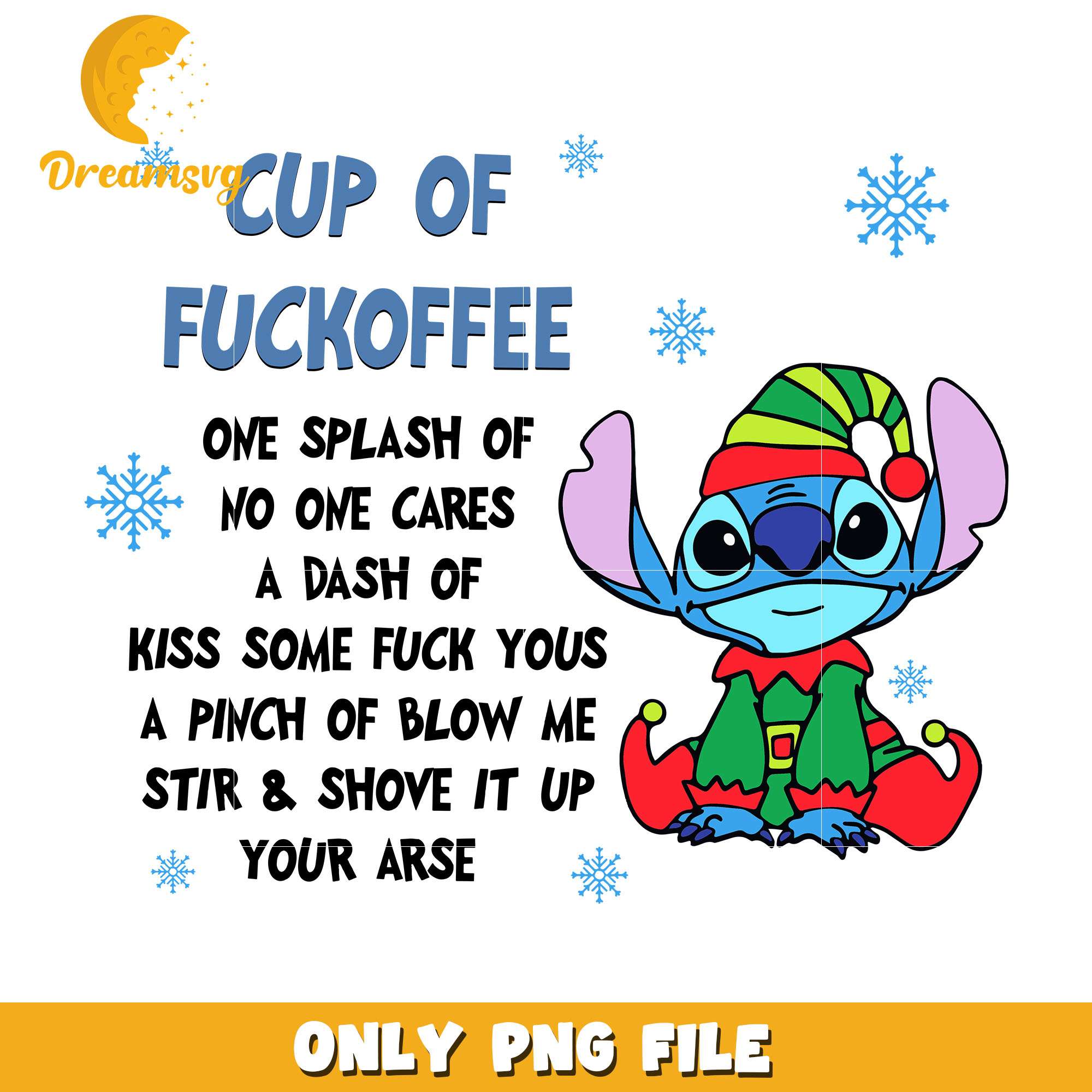 Stitch cup of fuckofee png, stitch png, christmas png