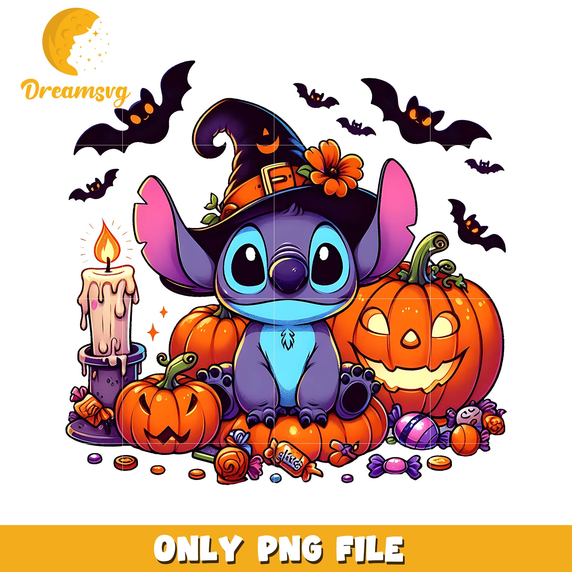 Stitch halloween night png, Disney halloween movie png