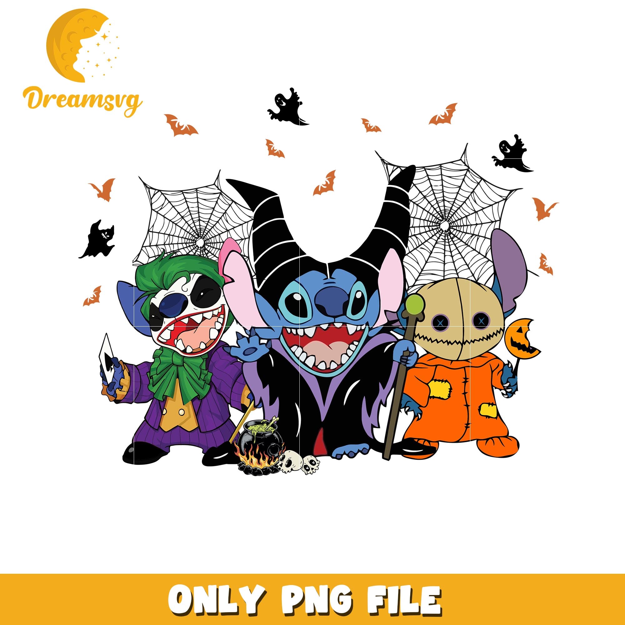 Stitch halloween villains png, Disney friends halloween vibes png